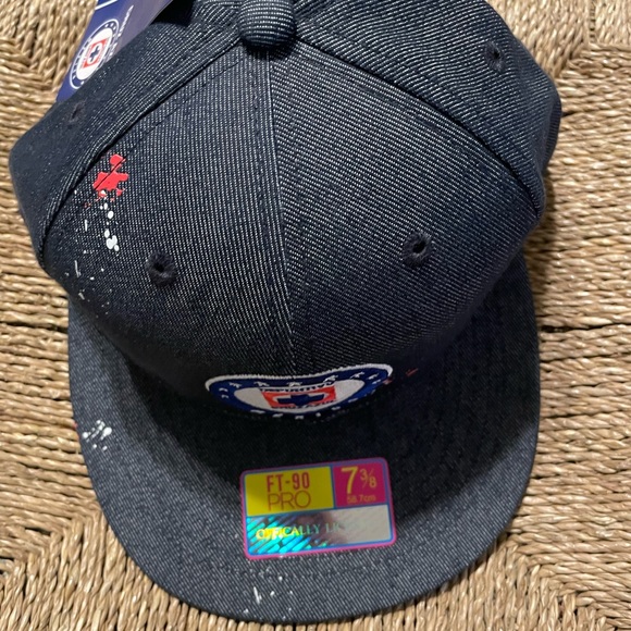 Cruz Azul Fan Ink Hat Football Soccer Navy Paint Splatter Fitted 7 3/8 Cap NEW - Picture 4 of 6